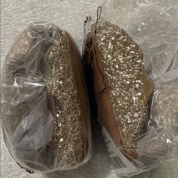 Yosi New York Champagne Gold Chunky Glitter Lexington Ballet Flat Shoes - Picture 7 of 7